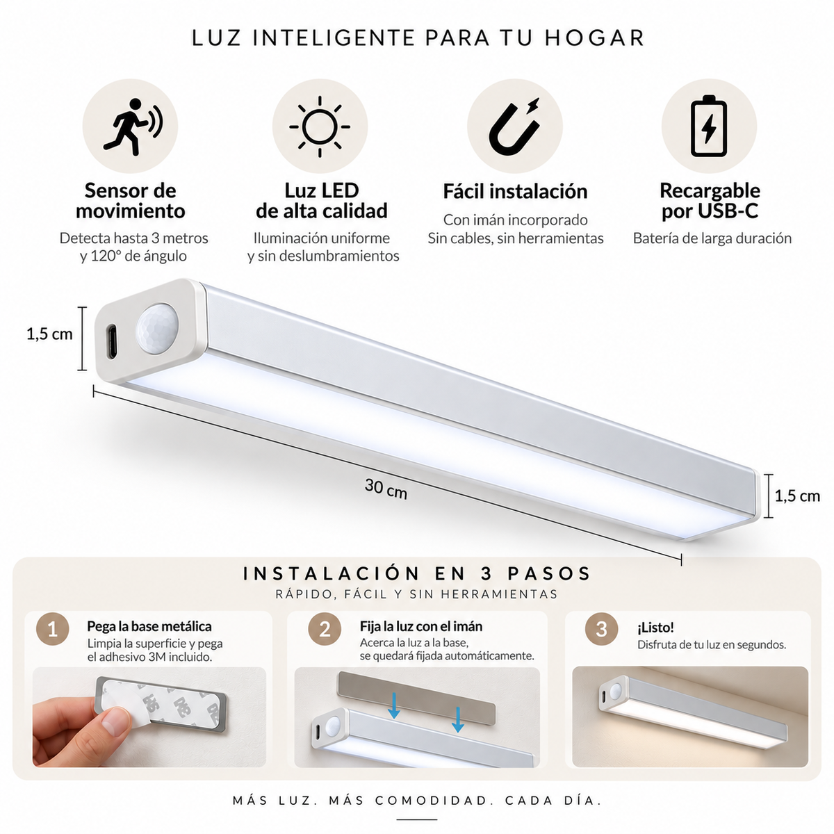 LAMPARA LED INALÁMBRICA CON SENSOR DE MOVIMIENTO